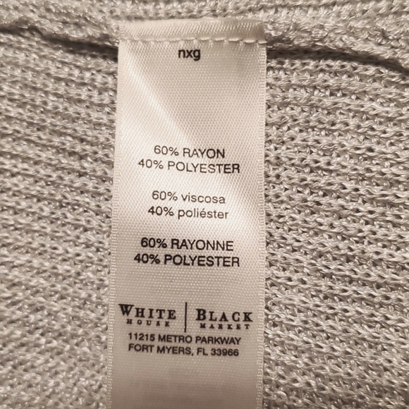 White House Black Market Silver Gray Tiered Open Collar Cardigan Sweater Size M - Picture 7 of 9